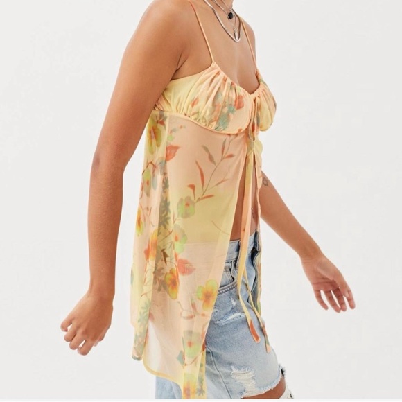 Urban Outfitters UO Angelic Longline Flyaway Sheer Floral Cami Tank Flowy Small* - Picture 3 of 11